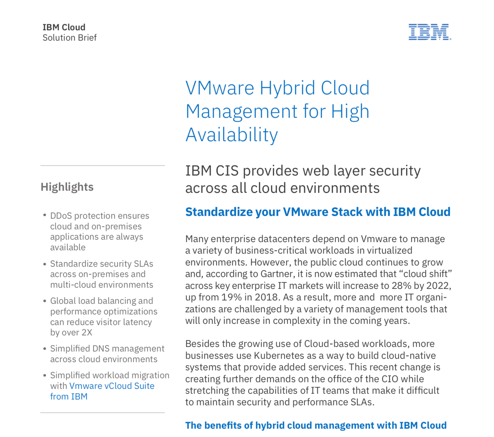 Captura de pantalla del resumen de la solución IBM Cloud