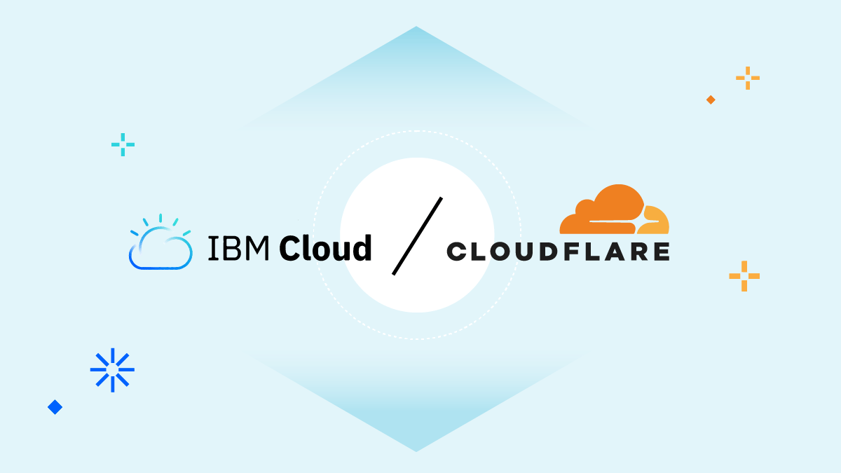 Logotipo de IBM Cloud y Cloudflare